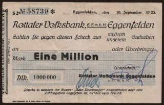Eggenfelden/ Rottaler Volksbank, 1.000.000 Mark, 1923