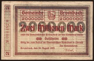 Brombach/ Gemeinde, 2.000.000 Mark, 1923