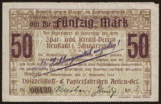 Neustadt im Schwarzwald/ Holzzellstoff und Papierfabriken A.G., 50 Mark, 1918