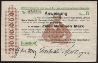 Hannover-Linden/ HANOMAG, 2.000.000 Mark, 1923
