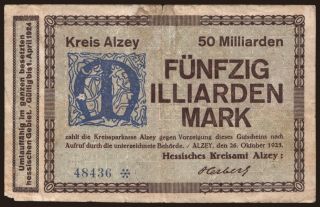 Alzey/ Hessisches Kreisamt, 50.000.000.000 Mark, 1923