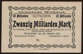 Walldorf/ Gemeinde, 20.000.000.000 Mark, 1923