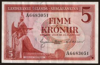 5 kronur, 1957