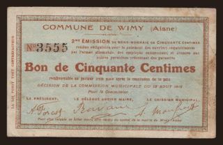 Wimy, 50 centimes, 1915