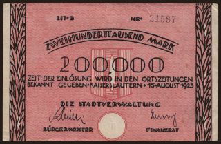 Kaiserslautern/ Stadt, 200.000 Mark, 1923