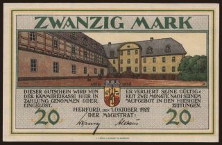 Herford/ Stadt, 20 Mark, 1922