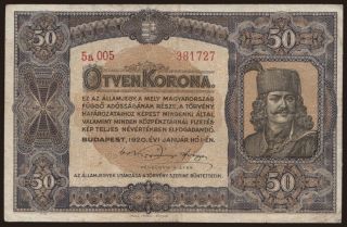 50 korona, 1920