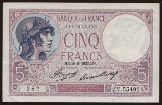 5 francs, 1933