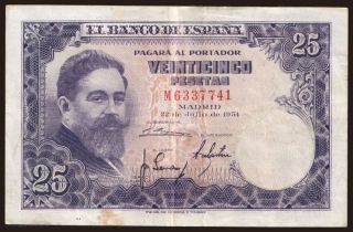 25 pesetas, 1954