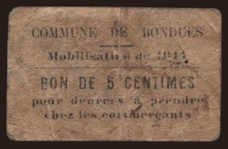 Bondues, 5 centimes, 1914