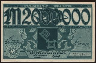 Bremen/ Stadt, 2.000.000 Mark, 1923