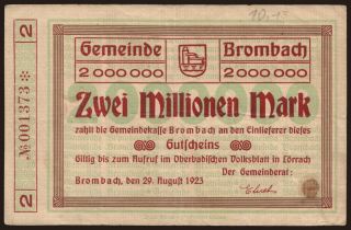 Brombach/ Gemeinde, 2.000.000 Mark, 1923