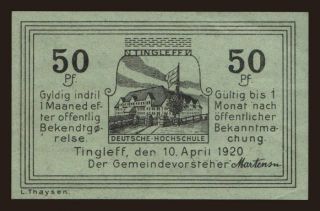 Tinglev/ Gemeinde, 50 Pfennig, 1920