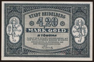 Heidelberg/ Stadt, 4.20 Mark Gold, 1923