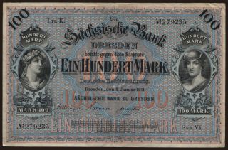 Sächsische Bank zu Dresden, 100 Mark, 1911