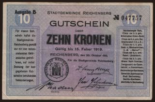 Reichenberg, 10 Kronen, 1918