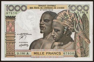 Ivory coast, 1000 francs, 1978