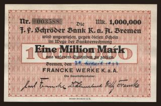 Bremen/ Francke Werke, 1.000.000 Mark, 1923
