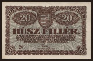 20 fillér, 1920