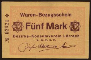 Lörrach/ Bezirks-Konsumverein, 5 Mark, 191?