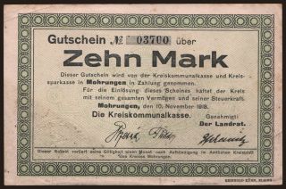 Mohrungen/ Kreis, 10 Mark, 1918