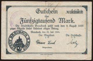 Braubach/ Stadt, 50.000 Mark, 1923
