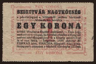 Szigetvár, 1 korona, 1920
