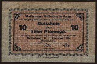 Weissenburg, 10 Pfennig, 1916