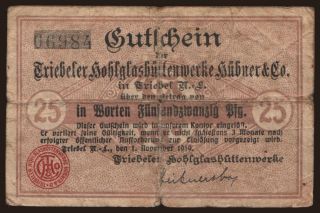 Triebel/ Hohlglashüttenwerke Hübner & Co., 25 Pfennig, 1919