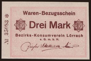 Lörrach/ Bezirks-Konsumverein, 3 Mark, 191?