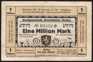 Rheinfelden/ Stadt, 1.000.000 Mark, 1923