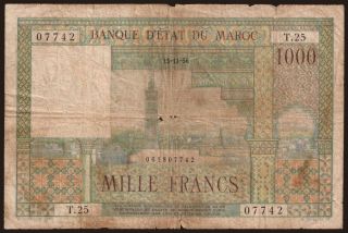 1000 francs, 1956