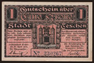 Teschen, 1 Krone, 1919