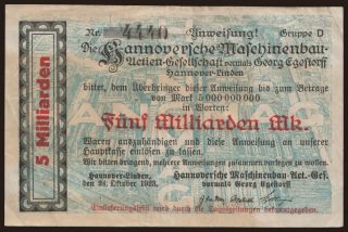 Hannover-Linden/ HANOMAG, 5.000.000.000 Mark, 1923