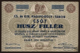 Csót, 20 Heller, 1916