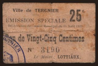 Tergnier, 25 centimes, 191?