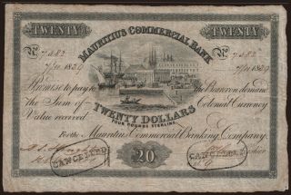 Mauritius Commercial Bank, 20 dollars, 1839