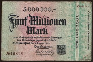 Schweinfurt/ Stadt, 5.000.000 Mark, 1923