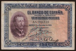25 pesetas, 1926