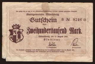 Münchberg/ Stadt, 200.000 Mark, 1923