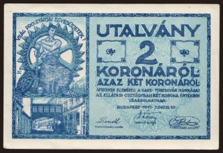 Budapest/ Ganz törzsgyár, 2 korona, 1919