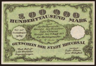 Bruchsal/ Stadt, 100.000 Mark, 1923