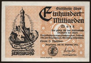 Augsburg/ Stadt, 100.000.000.000 Mark, 1923