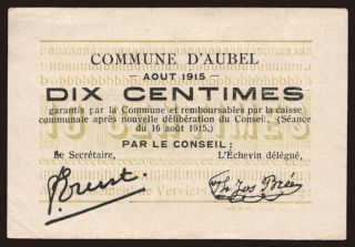 Aubel, 10 centimes, 1915