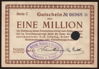 Oelsnitz/ Schenk, Schmidt & Beuttler, 1.000.000 Mark, 1923