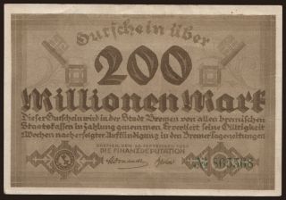 Bremen/ Stadt, 200.000.000 Mark, 1923