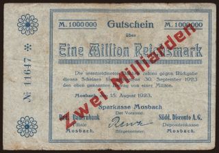 Mosbach/ Stadt, 2.000.000.000 Mark, 1923