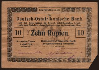 10 Rupien, 1916