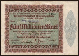 Rosenberg/ Eisenwerk-Gesellschaft Maximilianshütte, 5.000.000 Mark, 1923