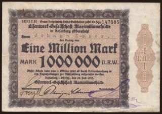 Rosenberg/ Eisenwerk-Gesellschaft Maximilianshütte, 1.000.000 Mark, 1923